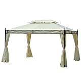 Outsunny Luxus Pavillon Gartenpavillon Partyzelt Festzelt Gartenzelt Pagode 3x4 m Creme