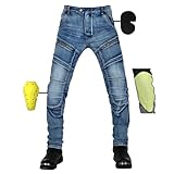 SHUOJIA Motorradhose Herren, Motorrad Jeans Herren Aus Aramidfaser,Motorrad Schutzhose Hose Mit...