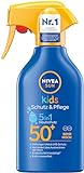 NIVEA SUN Kids Schutz & Pflege 5in1 Hautschutz LSF 50+ Sonnenspray (250 ml), hoher Sonnenschutz mit...