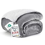 BEDSURE Decke Sofa Kuscheldecke Grau - warm Sherpa Sofaüberwurf Decke, Dicke Sofadecke Couchdecke,...