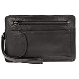 Christian Wippermann Herren echt Leder Handgelenktasche Herrenhandtasche Tasche Doppelkammer
