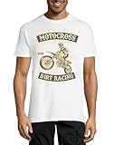 Motocross Dirt Racing Rundhals Baumwolle Herren T-Shirt Weiß, weiß, 3XL
