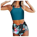 MIN YING Badeanzug 2-teilig Damen Sexy, Tankini Set Bademode Bikini Set Träger Ärmellos Bademode...