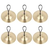6 Stück Finger Becken, Bauchtanz Finger Cymbal Messing Mini Brass Fingerzimbeln Mit Elastischen...