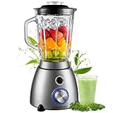 Standmixer Glas Edelstahl 1,5 Liter Glasbehälter 6-Fach Edelstahl Messer Pulsfunktion Universal...