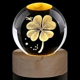 AWARDSEN 60 mm Kristallkugel Vierblättriges Kleeblatt Glücksbringer, Glückssteine Briefbeschwerer...