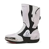 Zeozoom Motorrad-Reitstiefel, Lederstiefel für Damen und Herren, rutschfest, für Rennsport, weiß,...
