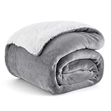 BEDSURE Decke Sofa Kuscheldecke Grau - warm Sherpa Sofaüberwurf Decke, Dicke Sofadecke Couchdecke,...