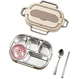 SageFurned Brotdose Edelstahl mit Fächern, Mikrowellengeeignet, Auslaufsicher, Tragbarer Griff für...