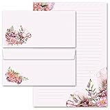 Briefpapier Set, 20 tlg. Blumen & Blüten, BLÜTENZEIT 10 Blatt Briefpapier + 10 passende...