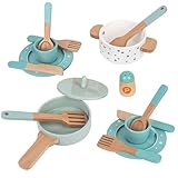Kinderküche Zubehör, Spielküche Zubehör Holz, Kinder Kochgeschirr, Küchenzubehör Topfset,...