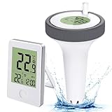 Funk Thermometer für Pools, Poolthermometer Digitales, Pool Thermometer mit Poolsensor, LCD-Display...