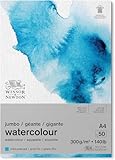 Winsor & Newton 6667010 Classic Aquarellpapier im Jumbo Block - 50 Blatt A4, 300g/m², geleimt,...