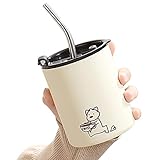 Dirfuny Thermosflasche – Thermoskanne wasserdicht Klappbar Edelstahl mit Strohhalm | Tragbare...