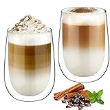 glastal 350ml Doppelwandige Latte Macchiato Gläser Set Borosilikatglas Kaffeetassen Glas 2er Set...