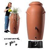 KADAX Regentonne aus Kunststoff 210 Liter, Regenwassertank mit Standfuß, Wasserhahn und...