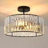 ANWIO Kristall Kronleuchter, 3-flammig Kristall Deckenleuchte Φ37CM, E27 Deckenlampe Hängend...