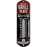 LANOLU Retro Blechschild GRILLPLATZ THERMOMETER - GRILL Schild Garten außen - Deko Garten Vintage...