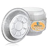 Fonteme Runde Kuchenformen aus Aluminiumfolie mit Kunststoffdeckeln, 20 Stück, 17,8 cm, runde...