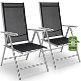 Casaria® Gartenstühle 2er Set Hochlehner Klappbar 8-Fach Verstellbar Camping Stuhl Aluminium...