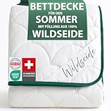 Welldora Sommerdecke 155x220 leicht | Füllung 100% kühlende Wildseide | Luftige Bettdecke für den...