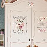 PLIGREAT 3 Blätter Retro Rub on Sticker für Möbel Transfers Aquarell Blumen Aufkleber für DIY...
