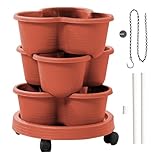 Turm Blumentopf, Stapelbarer Pflanzkasten, 3-Etagen Pflanzsystem Mit Abnehmbaren Rädern Für...