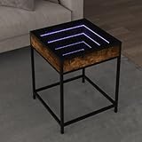 ULUYYUC Couchtisch mit Infinity-LED Räuchereiche 40x40x51 cm Robuster Beistelltisch mit...
