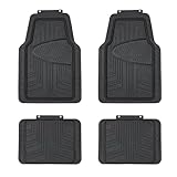 Amazon Basics 4 Stück Ganzjahres-Bodenmatten aus Gummi für Pkw, SUV und Lkw, Schwarz