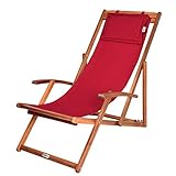 Casaria® Sonnenliege Holz Wetterfest Klappbar Verstellbar 160kg Belastbar Armlehne Nackenkissen...