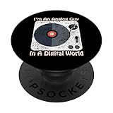 Retro Analog Guy In Digital World Vinyl Record Album LP Men PopSockets mit austauschbarem PopGrip