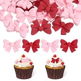 Prasacco 30 Stück Cupcake Topper mit Schleife, 2,1 x 1,5 cm Mini Schleifen Tortendeko...