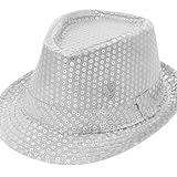 Pailletten Hut für Karneval & Fasching – Glitzer Fedora Partyhut Damen Herren Kinder | Disco,...