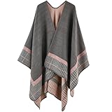 Crertos Poncho Damen Winter, Warm Cape Damen, Strick Poncho Herbst Schal Wrap, Winddichte Mantel...