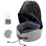 mizikuu Reisekissen Flugzeug mit Kapuze, Memory Foam Nackenkissen mit Ohrstöpseln Tragetasche...
