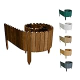 Floranica Rasenkante Höhe 20 cm Braun 200 cm Lang Gartenzaun Flexibler Holzzaun Gartendeko...