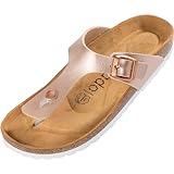Palado Damen Zehentrenner Kos - Modische Pantoletten mit Kork Fussbett - extra Bequeme Sandalen -...