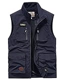 MeiLayM Herren Outdoor Weste mit Vielen Taschen Ärmellose Anglerweste Leicht Atmungsaktiv...