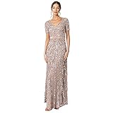 Maya Deluxe Damen Maxi Women's Embellished Sequin Long Short Sleeve V Neck High Empire Waist Cut...
