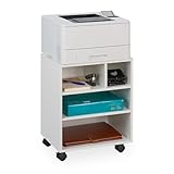 Relaxdays Rollcontainer mit 4 offenen Fächern, Büro Beistellcontainer, mit Rollen, Büroschrank,...