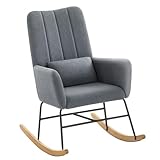SONGMICS HOME Schaukelstuhl, mit Armlehnen, Relaxsessel, mit Fleece bezogen, Stahlgestell, Füße...