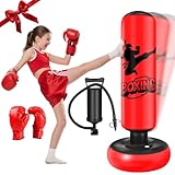 Ninonly Boxsack Kinder Stehend mit Boxhandschuhen 160cm Ultra Verstärkte PVC Aufblasbarer Boxsack...