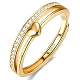 Adramata Damen Silber 925 Verstellbar Herzring Stapeln Daumenring Eheringe Verlobungsring Promise...