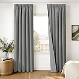 INOVADAY 100% Verdunklungsvorhänge 2 Stück H 245 x B 140 cm, Gardinen mit Kräuselband für...