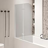 Peviasot Faltbare Duschwand für Badewanne 100x140cm, 2-teilige Glas Duschtrennwand aus 6mm...