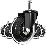 Beelooom Bürostuhlräder Universal Silent Casters Set mit 5 Rädern für Bürostühle, 11 mm X 22...