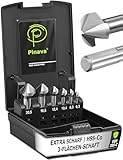 Pinava® Kegelsenker Set HSS Cobalt Pro [3-Flächen-Schaft für bombenfesten Halt] - Hochwertiger...