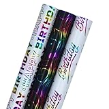 3 Rollen 43 cm x 3 m Geschenkpapier, Geschenkpapier, Geburtstags-Geschenkpapierrolle, perfekt für...