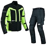 Textil Motorradkombi 2-teilig Herren – Motorradjacke und Hose mit Protektoren – Wind- und...