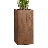 Pflanzwerk® Pflanzkübel Fiberglas Tower Rost Braun 60x28x28cm XXL *Frostbeständig* *UV-Schutz*...